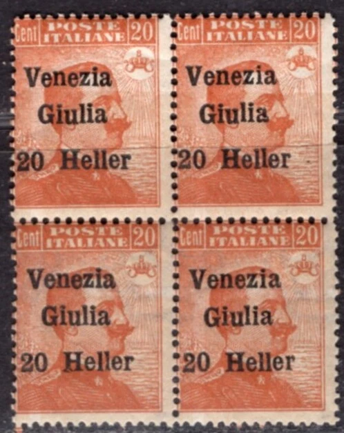 TRIESTE OCCUPATION ITALY 1918 STAMP Sc. # N 32 BLOCK OF FOUR MNH