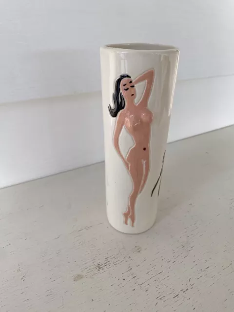 Vintage Mid Century Modern - 70s 3-D Nude Lady Vase - 7 Inches Tall