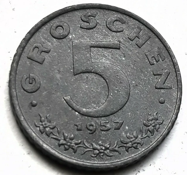 1957 Austria 5 Five Groschen Zinc Foreign Coin Circulated