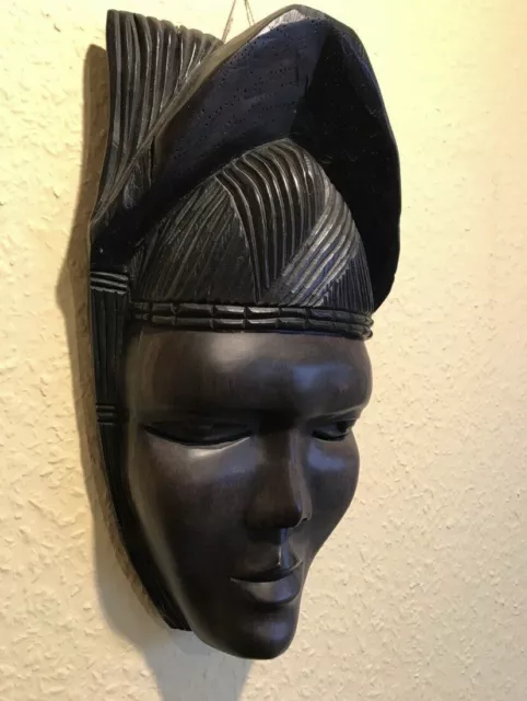 Afrikanische Gesichtsmaske aus einem Stück Ebenholz | Wandbehang | Handarbeit 2
