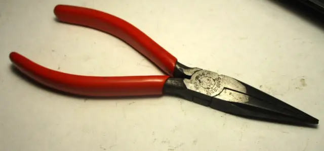 Vintage Snap on 95CP 6" Needle Nose Pliers Red Rubber Grip USA