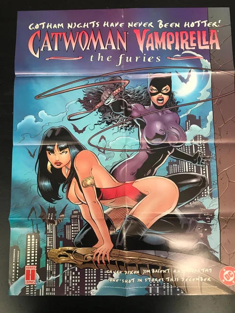 VINTAGE CATWOMAN VAMPIRELLA THE FURIES PROMO POSTER 17x22 1996 HARRIS DC