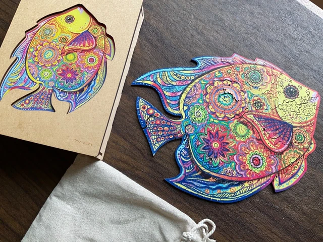 Unidragon Wooden Jigsaw Puzzle "Shining Fish" 196 Laser Cut wood Figured Pieces