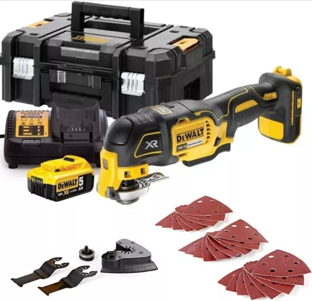 Dewalt DCS355N 18V Multitool with Acc. + 1 x 5Ah Battery, Charger & T-Stack Case