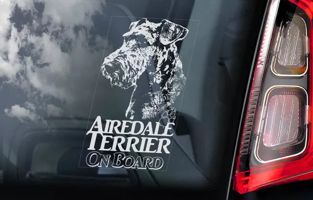 AIREDALE TERRIER Car Sticker, Waterside Dog Window Bumper Sign Decal Gift - V03