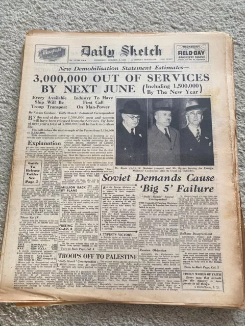 Daily Sketch Newspaper 1945 October 3rd Auschwitz Belsen Trial ORIGINAL