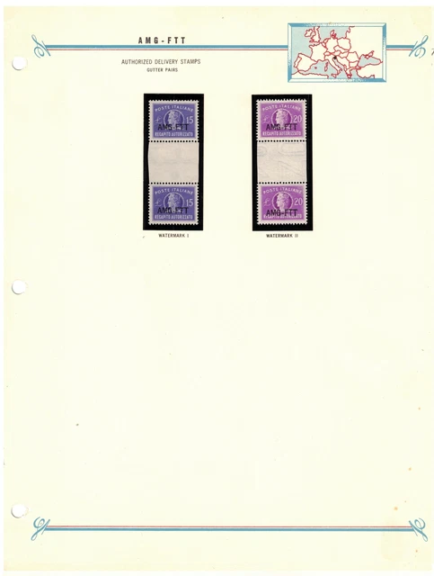 Trieste AMG FTT 1949-52 Authorised Delivery Gutter Pairs MNH On Bush Album Page