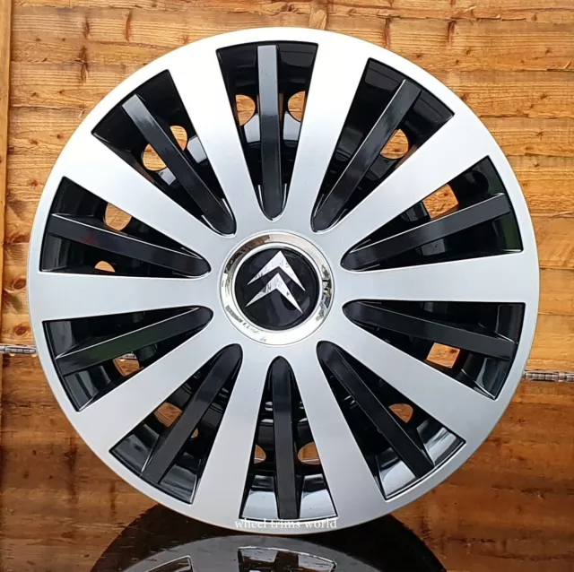 4x15" wheel trims to fit Citroen Berlingo MK2  (2008-2017)  Silver/Black