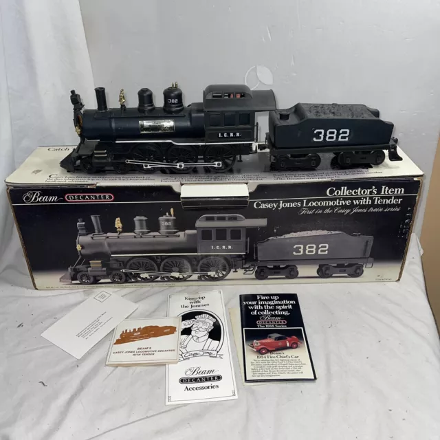 Vintage Jim Beam Train Decanter Casey Jones 382 Locomotive w/Tender Empty w/Box