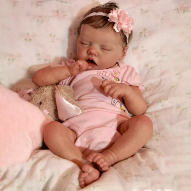 18in Reborn Baby Dolls Twin A Handmade Full Silicone Sleeping Newborn Girl Gifts
