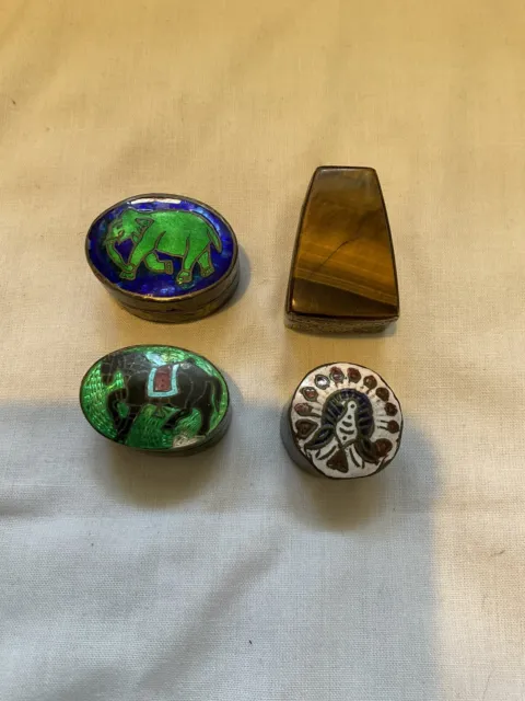 Antique Silver And Enamel 2  Pill Boxes And 2 Others