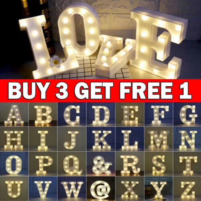 A-Z Alphabet Standing Up Light Letter Wall Hanging Party Decor LED Letters Light