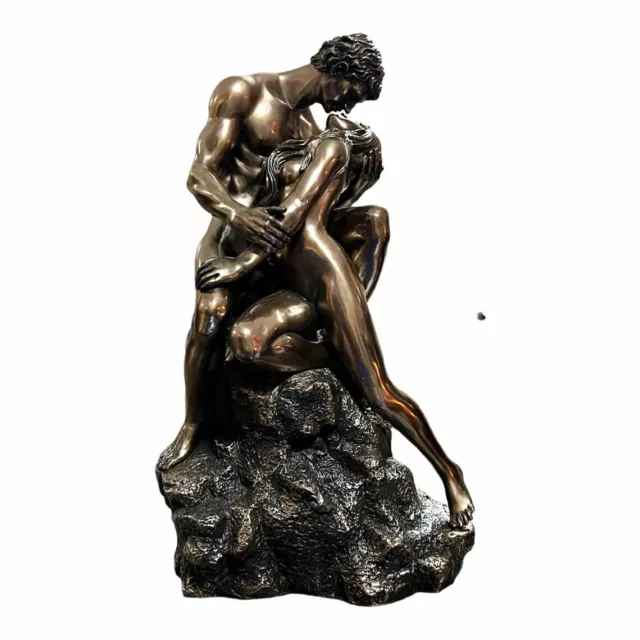 Kuss Akt Paar Liebhaber Küssen auf einem Felsen kalt gegossen Bronze & Harz Statue