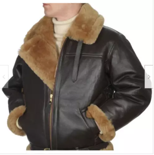 Men's Bomber  RAF B3  Real Fur Shearling Sheepskin  Leather  jacket Aviator