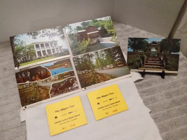 Loretta Lynn DUDE RANCH Plantation House POSTCARD Lot (5) & Hat Wagon Ticket EUC