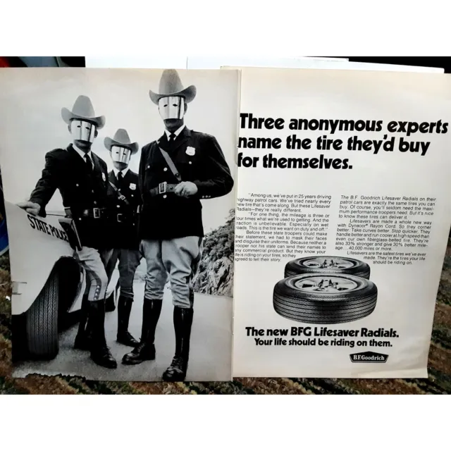 1970 BF Goodrich Tires with State Police Vintage Print Ad 70s