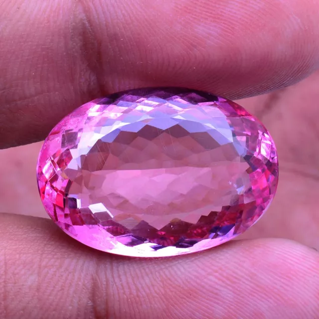 39.00 Cts VVS Natural Pink Topaz Certified Oval Cut AAA Quality Loose Gemstone