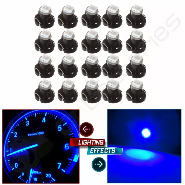 20Pcs Ultra Blue LED T3 Neo Wedge LED Dash AC Climate Heater Light Bulbs 8mm US