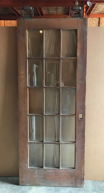 Antique Pair 15 Lite Wood 37x90 French Pocket Doors Room Divider Old VTG 239-23B 21