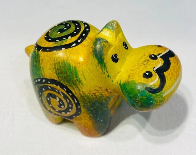 Mr Ellie Pooh Soapstone Hippo Hippopotamus Figurine Hand Carved Hand Painted