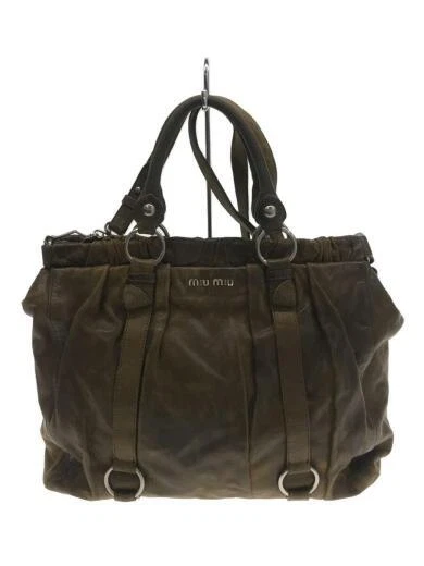 Miu Miu Tote Bag Leather Brw Plain 2Way Shoulder Bag Vitello Lux