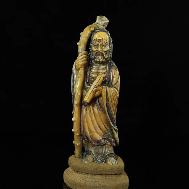 Chinese Exquisite Handmade Lohan carving Shoushan Stone Statue