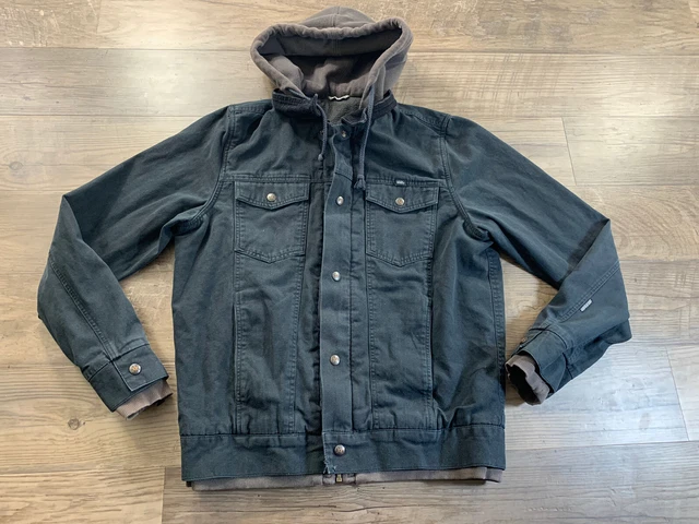 VANS AV EDICT Hooded Canvas Trucker Jacket Size Med Black 39.00