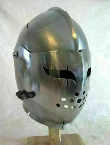 Mittelalterlicher Ritterhelm Great Bascinet mit Visierhelm Wendell Grendelhelm