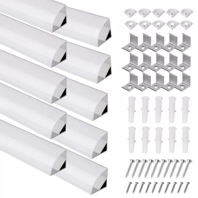 10x LED Aluprofil Aluminium Profile Angle Droit Rail Baguette pour Led-Bande