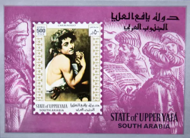 ADEN STATE of UPPER YAFA 1967 Block 13 Gemälde Paintings Caravaggio Bacchus MNH