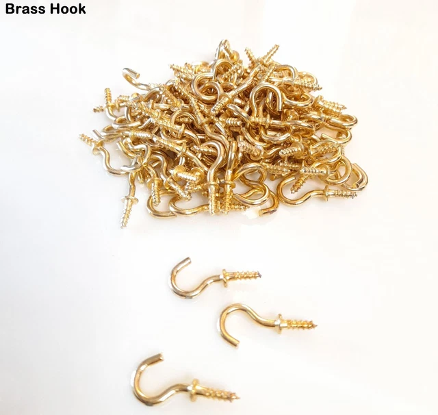 Crafts Ceiling Hooks/Cup Hook Holder Golden Brass for DIY Works 1" inch 15 PCS