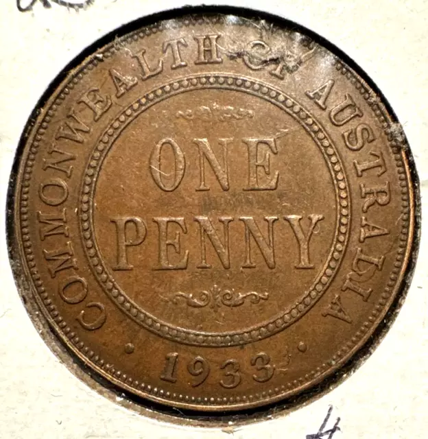 Australia 1933 penny extra small between date and 5o'clock dot KM23 XF