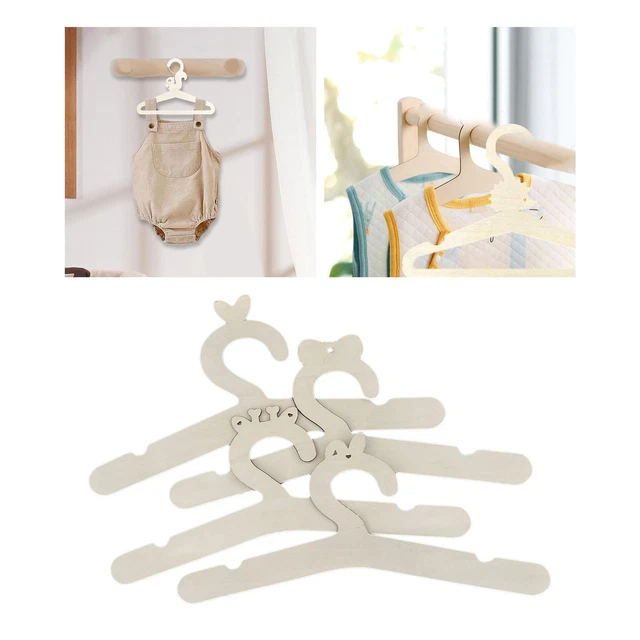4pcs Bébé Vêtements Cintre En Bois Vêtements Rack Accessoires Pour