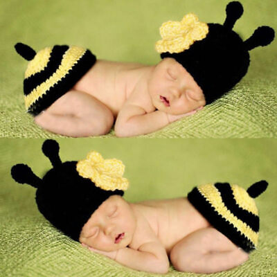 Newborn Baby Girls Boys Crochet Knit Costume Photo Photography Prop Outfits Bee