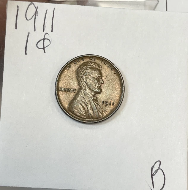 1911 Lincoln Wheat cent penny 1C US coin-B
