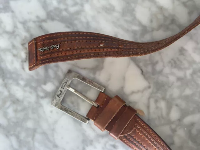 Paul Smith Brown Leather Belt With Buckle Size 110cm