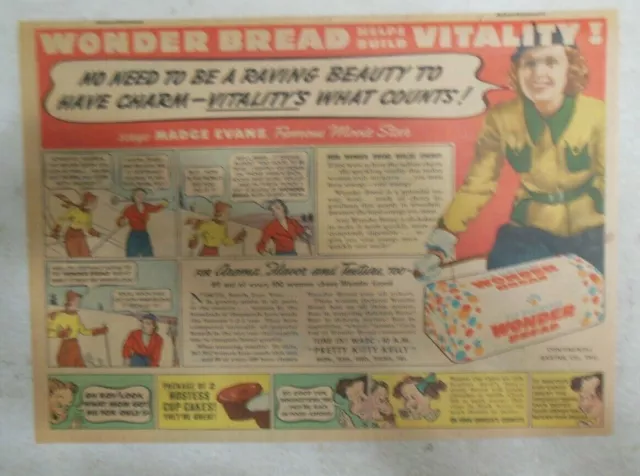 Wonder Bread Ad: Hollywood Star Madge Evans from 1938 Size: 7.5 x 10 Inches