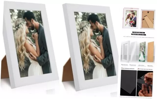 2 Pack 4x6 Picture Frame Picture Frame for Wall and Tabletop 4x6in White