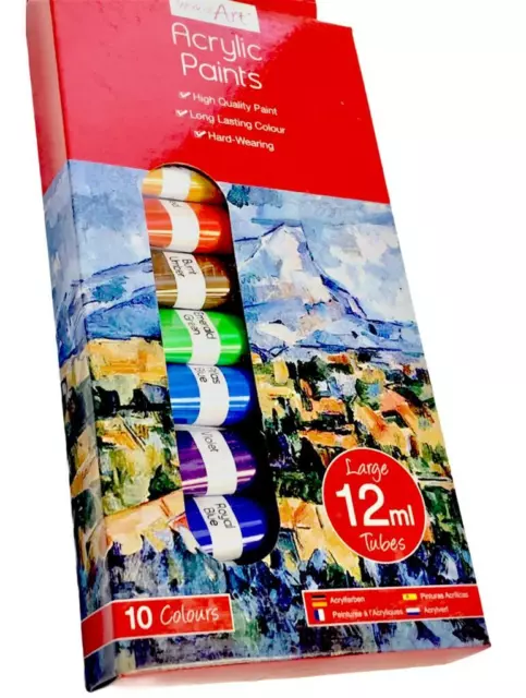 12 ml GRÖSSERE Röhren Acryl Künstler Farben Set - 10 FARBEN - größere Röhren Kunsthandwerk 3