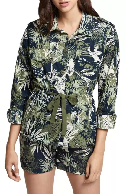$110 Sanctuary Women'S Green Printed Eyelet Cotton Long Sleeve Jacket Size Xs