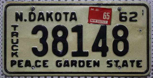 usa NORTH DAKOTA Oldtimer Nummernschild US Kennzeichen 1962 1965 / Truck 38148