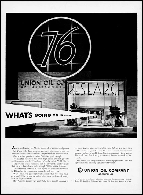1954 Union Oil Company California Research 7600 Gas retro photo print ad L99