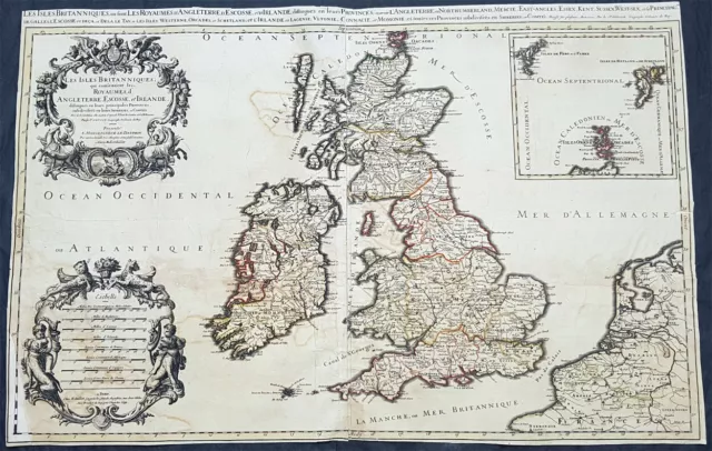 1692 Alexis Jaillot Large Antique Map of Great Britain & Ireland