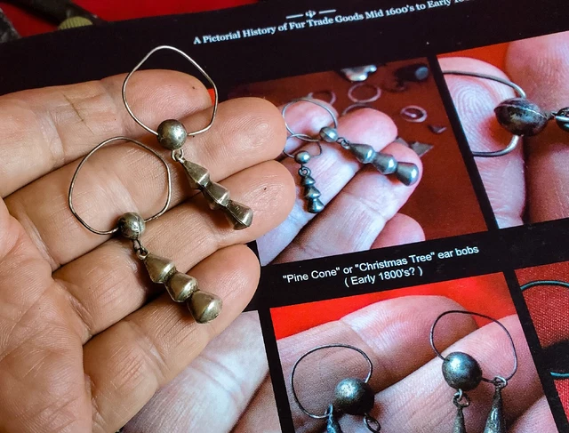 1700s Fur Trade Silver~ 2 Christmas Tree Earbobs