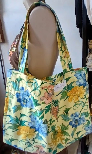 Sac cabas fourre-tout en tissu de coton enduit - doublé