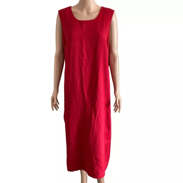 Unbranded Dress Maxi XL Red Linen Sleeveless