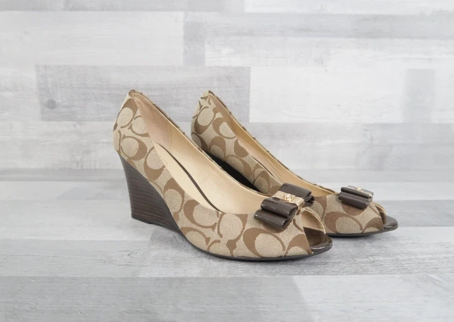 Coach peep sales toe wedge