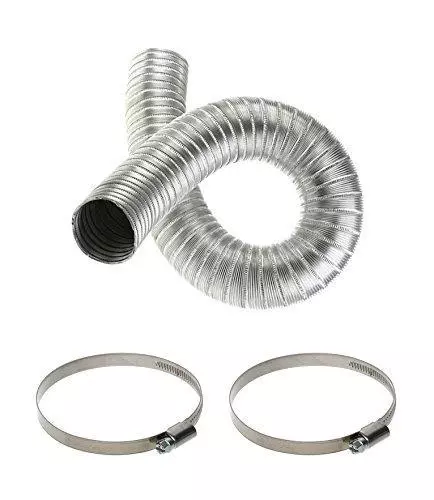 Aluminium Flexible Hose 85mm with Two Clips 70mm-90mm Ducting Flexi Pipe Tubing