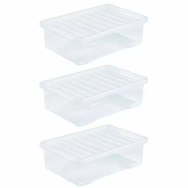 Clear Plastic Storage Boxes with Lids Stackable Box Home Office Kitchen UK Made