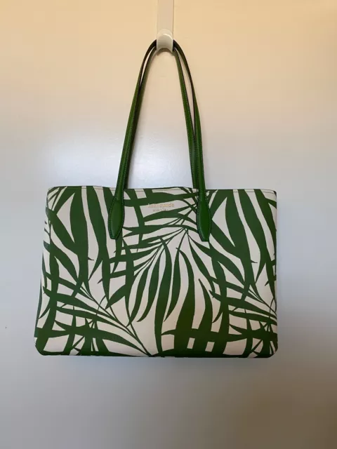 NWT kate spade large All Day Palm Fronds Large Tote green white